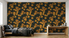 Papier peint Marbre Géométrique A0247 en situation — Terrazzo brun éclats ocre — Design A0247
