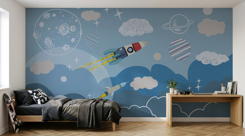 Design C0391 — Papier peint Espace Planètes Enfant — Novomur