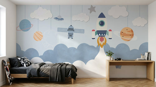 Design C0672 — Papier peint Espace Planètes Enfant — Novomur