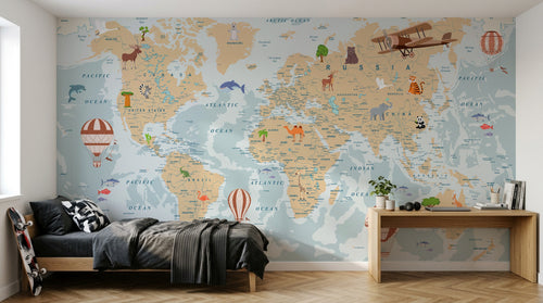 Design C0815 — Papier peint Carte du Monde Enfant — Novomur