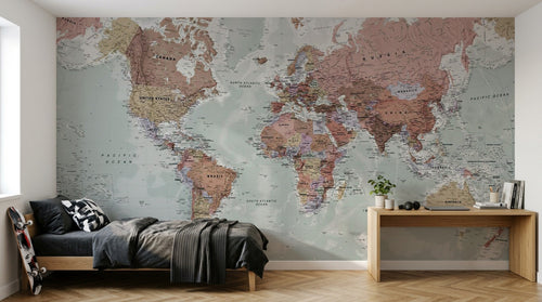 Design C0991 — Papier peint Carte du Monde — Novomur