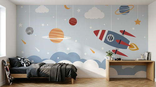 Design D0734 — Papier peint Espace Planètes Enfant — Novomur