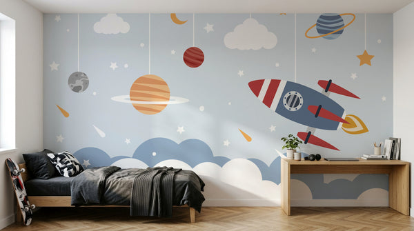 Papier peint Espace Planètes Enfant - Sur mesure