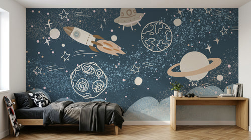 Design D0851 — Papier peint Espace Planètes Enfant — Novomur