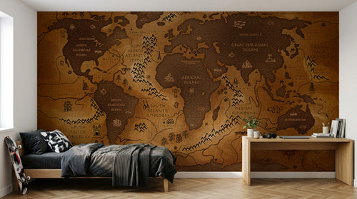 Design E0133 — Papier peint Carte du Monde — Novomur