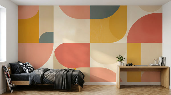 Papier peint Art Abstrait Bauhaus Coloré - Collection 1 - Sur mesure