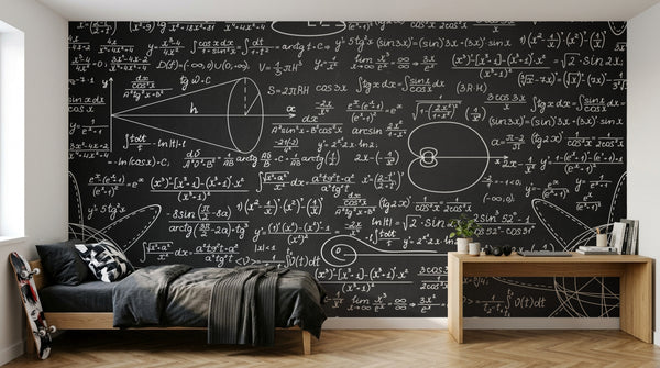 Papier peint Tableau Noir Mathématiques - Sur mesure