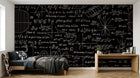Design SL0117 — Papier peint Tableau noir formules denses craie blanche — Novomur
