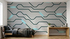 Design SL0640 — Papier peint Circuit imprime electronique cyan argent — Novomur