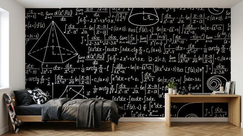 Design SL0655 — Papier peint Tableau noir formules denses craie — Novomur