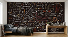 Design SL0674 — Papier peint Tableau noir formules multicolores craie — Novomur