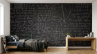 Design SL0676 — Papier peint Tableau noir formules graphes craie blanche — Novomur