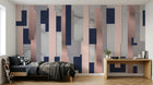 Design SL0784 — Papier peint Lignes verticales rose bleu marbre Memphis — Novomur