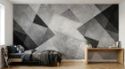 Design SL0828 — Papier peint Triangles gris fonce blanc grunge — Novomur
