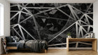 Design SL0857 — Papier peint Triangles 3D noir argent facettes — Novomur
