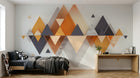 Design ZX0522 — Papier peint Triangles orange marbre montagne 3D — Novomur