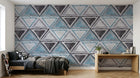 Design ZX0524 — Papier peint Triangles textiles bleu gris scandinave — Novomur