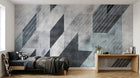 Design ZX0695 — Papier peint Triangles gris bleu grunge moderne — Novomur