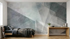 Design ZX0697 — Papier peint Triangles gris bleu grunge superposes — Novomur
