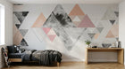 Design ZX0746 — Papier peint Triangles aquarelle gris rose beige — Novomur