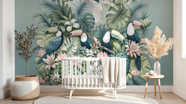 Papier peint Palmier Tropical Vintage Sépia - Sur mesure