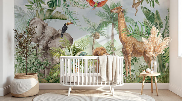 Papier peint Safari Jungle Animaux - Collection 1 - Sur mesure