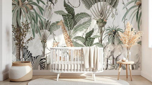 Design B006 — Papier peint Safari botanique vintage feuillage majestueux — Novomur