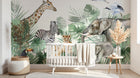 Design B015 — Papier peint Safari aquarelle familles animaux et monstera — Novomur