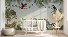Design B019 — Papier peint Jungle vibrante illustree animaux exotiques — Novomur