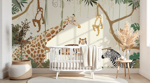 Design B023 — Papier peint Safari Jungle Animaux - Collection 2 — Novomur
