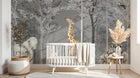 Design B031 — Papier peint Safari foret brumeuse arbres blancs gris — Novomur
