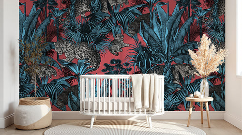 Design D0143 — Papier peint Jungle Enfant Tigre & Singes — motif grand — Novomur