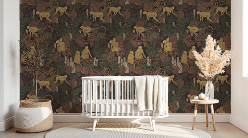 Design D0145 — Papier peint Jungle Enfant Tigre & Singes — motif standard — Novomur