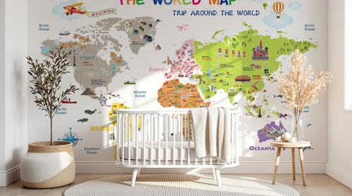 Design SD0287 — Papier peint Carte du Monde Enfant — Novomur