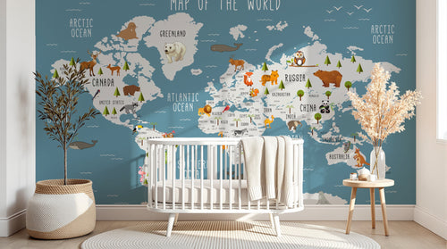 Design SD0326 — Papier peint Carte du Monde Enfant — Novomur