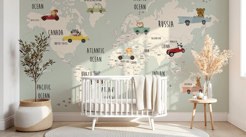 Design SD0718 — Papier peint Carte du Monde Enfant — Novomur