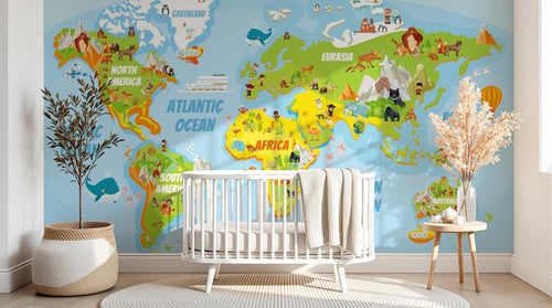 Design SK0340 — Papier peint Carte du Monde Enfant — Novomur