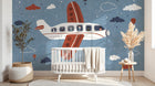 Design SL0046 — Papier peint Avion enfant animaux montgolfieres ciel — Novomur