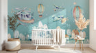Design SL0064 — Papier peint Helicoptere avions montgolfieres village hiver — Novomur