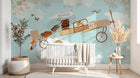 Design SL0200 — Papier peint Avion bois enfant valises Jackson ciel — Novomur