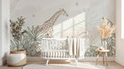Design SL0273 — Papier peint Girafe elephant rose jungle pastel ligne — Novomur