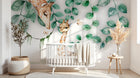 Design SL0275 — Papier peint Girafe maman bebe arbre aquarelle — Novomur