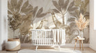 Design SL0524 — Papier peint Girafes palmes sepia beige vintage — Novomur