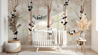 Design SL0581 — Papier peint Pandas grimpants ballons hamacs enfant — Novomur