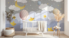 Design SL0618 — Papier peint Montgolfieres nuages lune etoiles enfant — Novomur