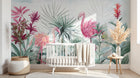 Design SL0677 — Papier peint Flamants roses jungle hibiscus aquarelle — Novomur