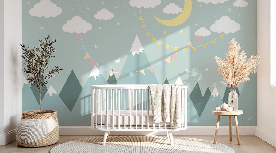 Design SL0740 — Papier peint Montagne Scandinave Enfant — Novomur