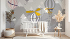 Design SL0788 — Papier peint Montgolfieres animaux montagnes scandinave — Novomur