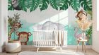 Design SL0816 — Papier peint Animaux jungle paresseux flamant aquarelle enfant — Novomur