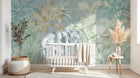 Design SL0824 — Papier peint Elephant jungle vert beige aquarelle vintage — Novomur